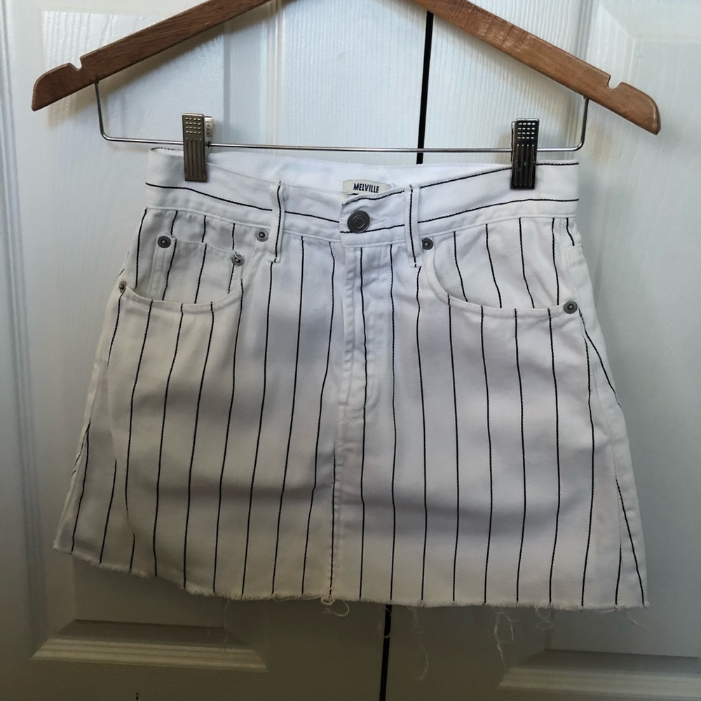 Brandy Melville white striped denim skirt